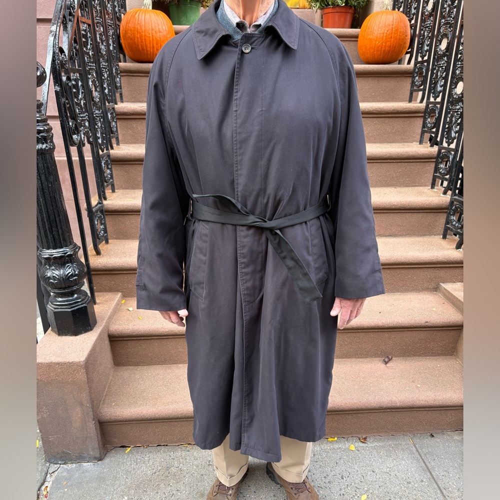 Bloomingdale’s for Men Vintage Black Trench Coat Zip-out Wool Lining 42S - Picture 8 of 15